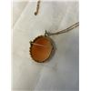 Image 2 : VINTAGE GOLD FRAMED HAND CARVED SHELL CAMEO PENDANT WITH CHAIN NECKLACE