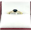 Image 2 : 10KT YELLOW GOLD NATURAL BLUE SAPPHIRE (0.46CT) WITH NATURAL DIAMOND (0.03CT) RING, SIZE 6.5, W/A $1