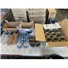Image 2 : BAG OF VARIOUS ICE AND INLINE SKATES WITH GOLF BAG, CAMP GEAR AND MASON JARS AND FOUR PAIRS OF SHOES