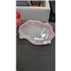 Image 2 : ART GLASS VASE, MIKASA PLATTER AND HAND PAINTED CERAMIC CAT