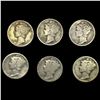 Image 1 : [6Coins] 1916-1921 Mercury Dime NICELY CIRCULATED