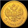 Image 2 : 1902 Gold 5 Roubles Russia .1245oz UNC