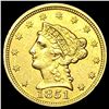 Image 1 : 1851 Gold $2.50 Liberty Head Quarter Eagle  CLOSELY UNCIRCULATED