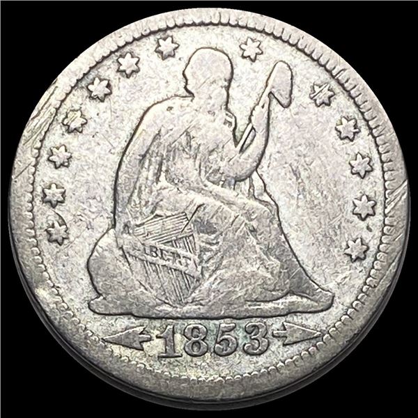 1853 Seated Liberty Quarter (Arrows & Rays)  LIGHTLY CIRCULATED
