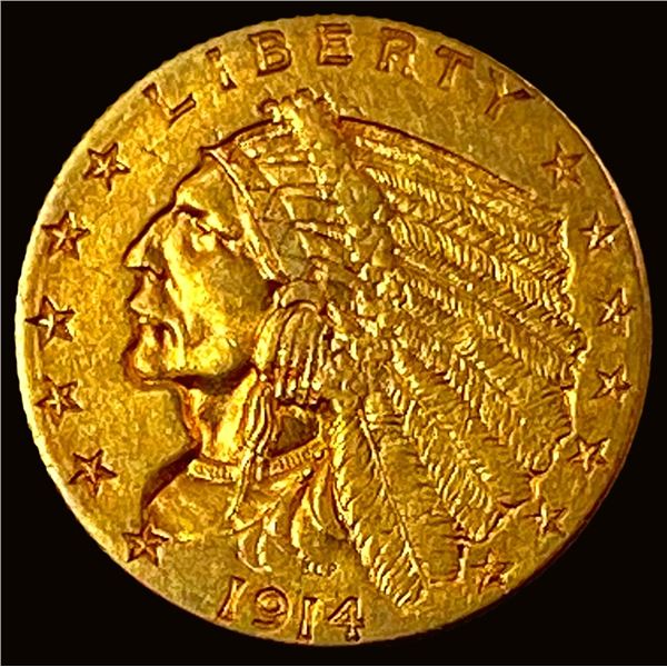 1914-D Indian Head Gold $2.50 Quarter Eagle  CHOICE AU