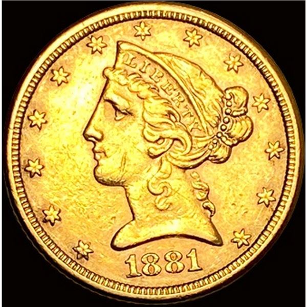 1881 $5 Liberty Head Half Eagle UNCIRCULATED
