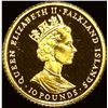 1992 1/10oz Gold 10 Pounds Falkland Islands CHOICE PROOF