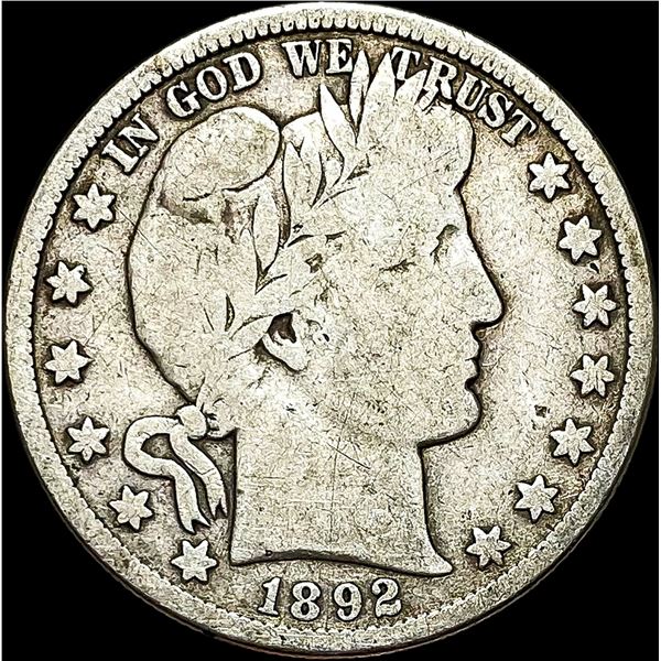 1892-S Silver Barber Half Dollar LIGHTLY CIRCULATED