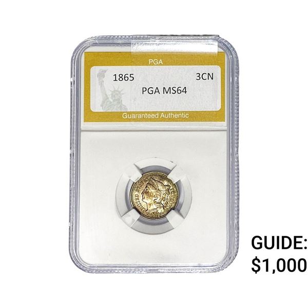 1865 Nickel Three Cent PGA MS64