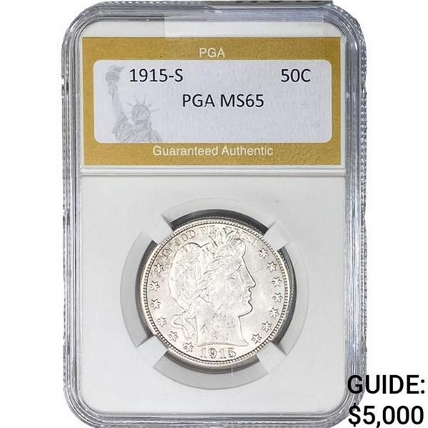 1915-S Barber Half Dollar PGA MS65