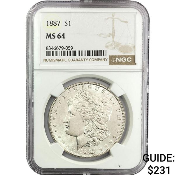 1887 Morgan Silver Dollar NGC MS64