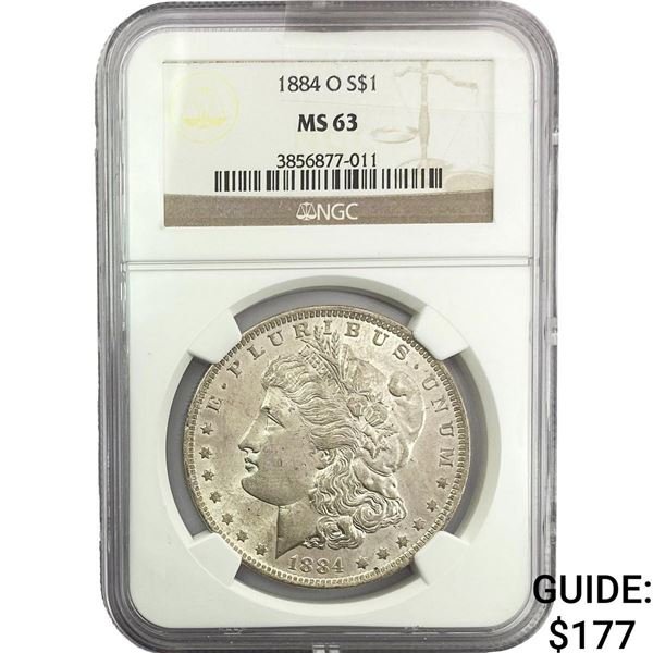 1884-O Morgan Silver Dollar NGC MS63