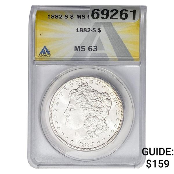 1881 -S Morgan Silver Dollar ANACS MS63