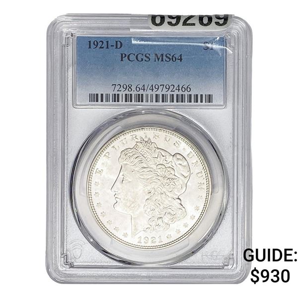 1921-D Morgan Silver Dollar PCGS MS64