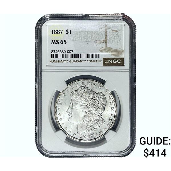 1887 Morgan Silver Dollar NGC MS65