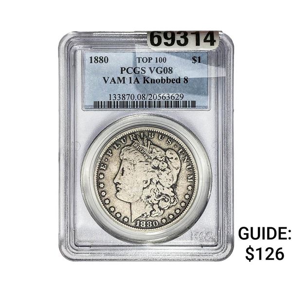 1880 Morgan Silver Dollar PCGS VG08 VAM 1A