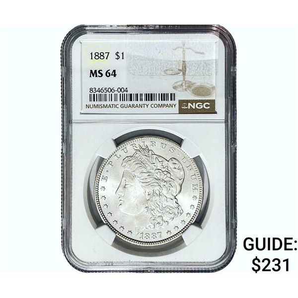 1887 Morgan Silver Dollar NGC MS64