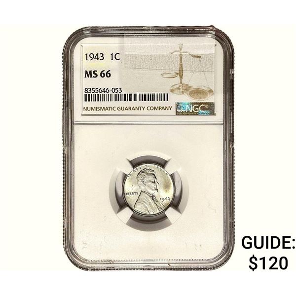 1943 Wheat Cent NGC MS66