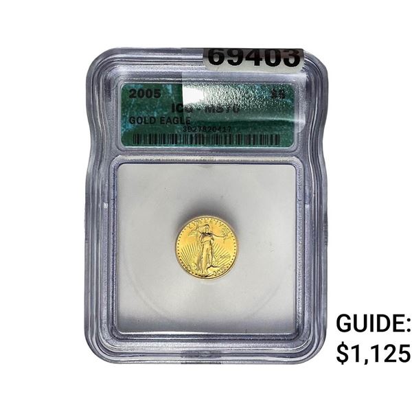 2005 $5 1/10 oz Gold Half Eagle ICG MS70
