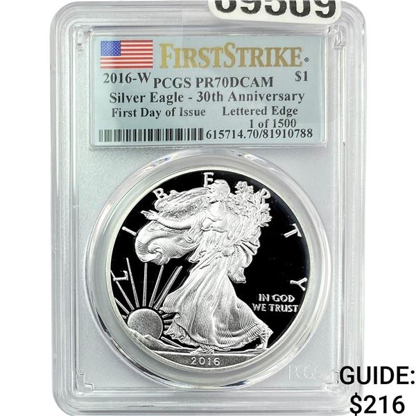 2016-W Silver Eagle PCGS PR70 DCAM 30th Anniv.