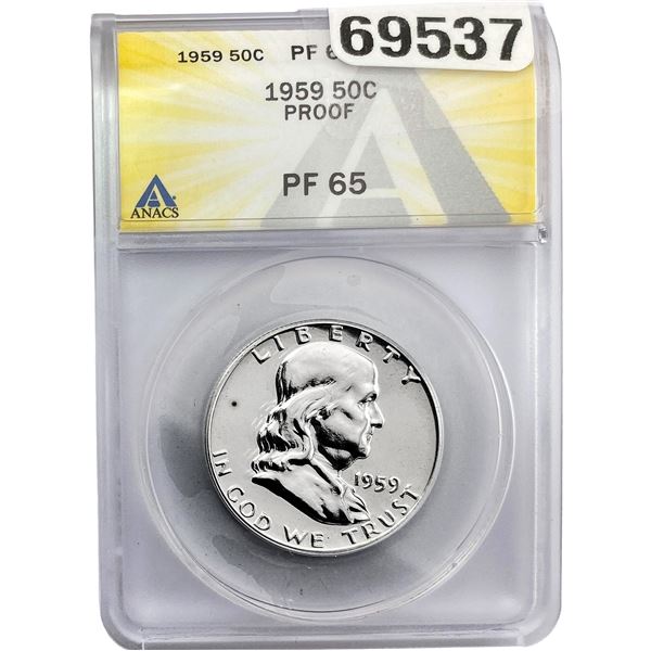 1959 Franklin Half Dollar ANACS PF65 Proof