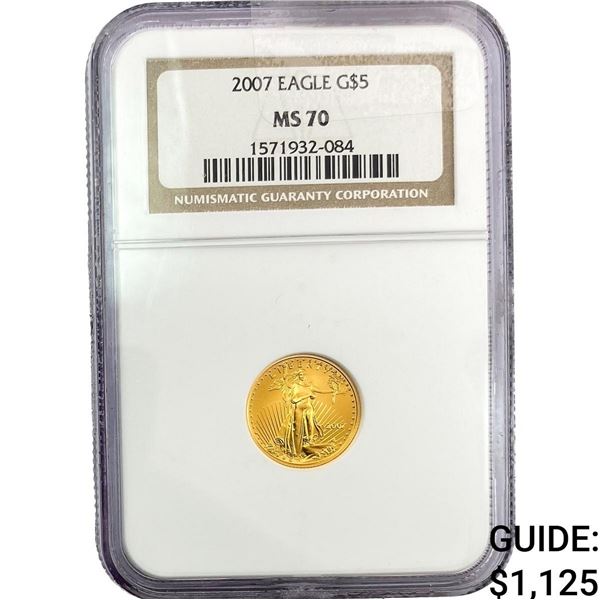 2007 $5 1/10 oz Gold Half Eagle NGC MS70