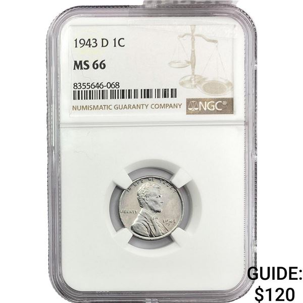 1943-D Wheat Cent NGC MS66