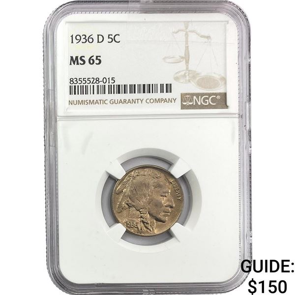 1936-D Buffalo Nickel NGC MS65