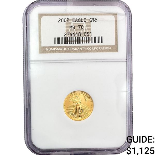 2002 $5 1/10 oz Gold Half Eagle NGC MS70
