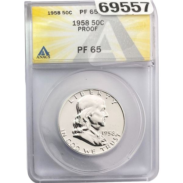 1958 Franklin Half Dollar ANACS PF65