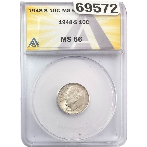 1948-S Roosevelt Dime ANACS MS66