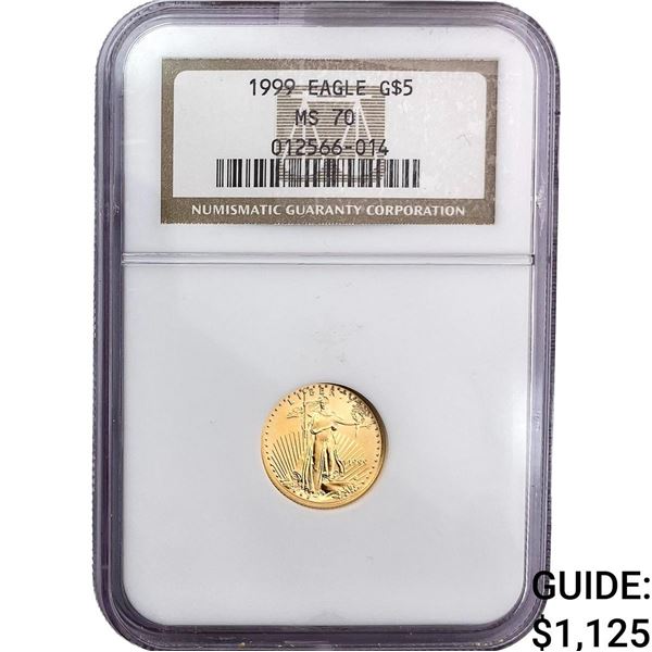 1999 $5 1/10 oz Gold Half Eagle NGC MS70