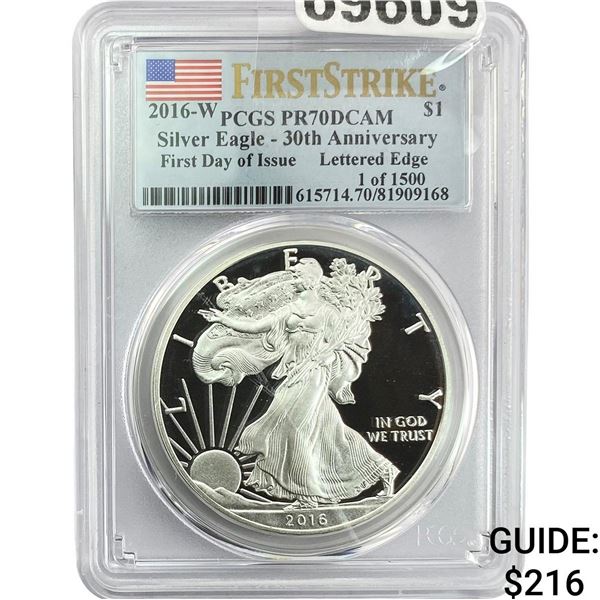 2016-W Silver Eagle PCGS PR70 DCAM 30th Anniv.