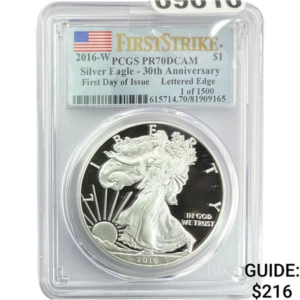 2016-W Silver Eagle PCGS PR70 DCAM 30th Anniv.