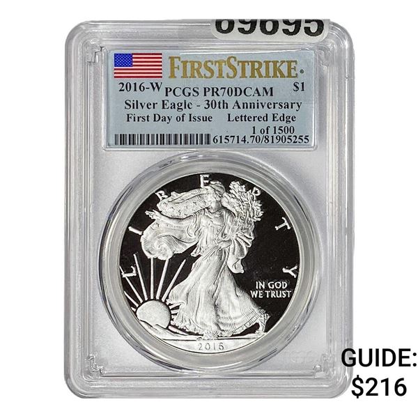 2016-W Silver Eagle PCGS PR70 DCAM 30th Anniv.