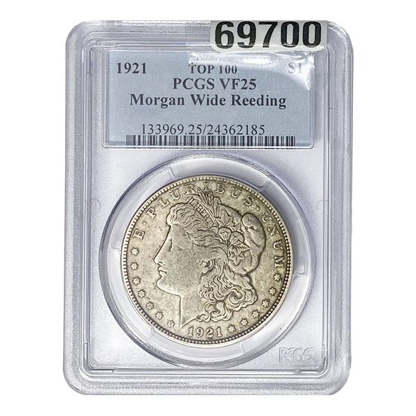 1921 Morgan Silver Dollar PCGS VF25 Wide Reeding