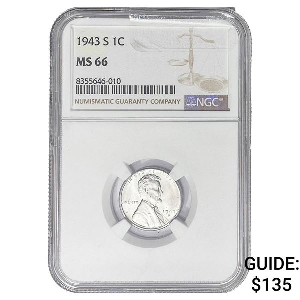 1943-S Wheat Cent NGC MS66