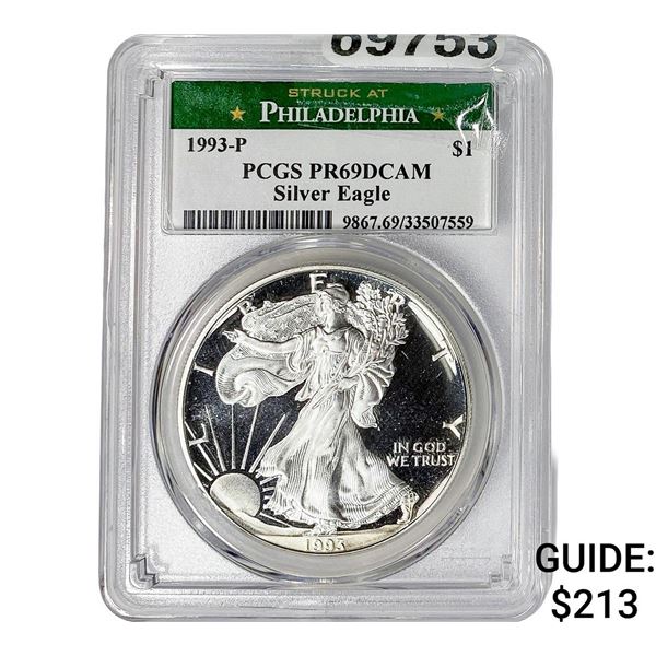 1993-P Silver Eagle PCGS PR69 DCAM