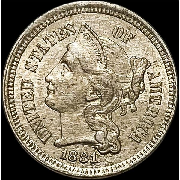 1881 Nickel Three-Cent Piece CHOICE AU