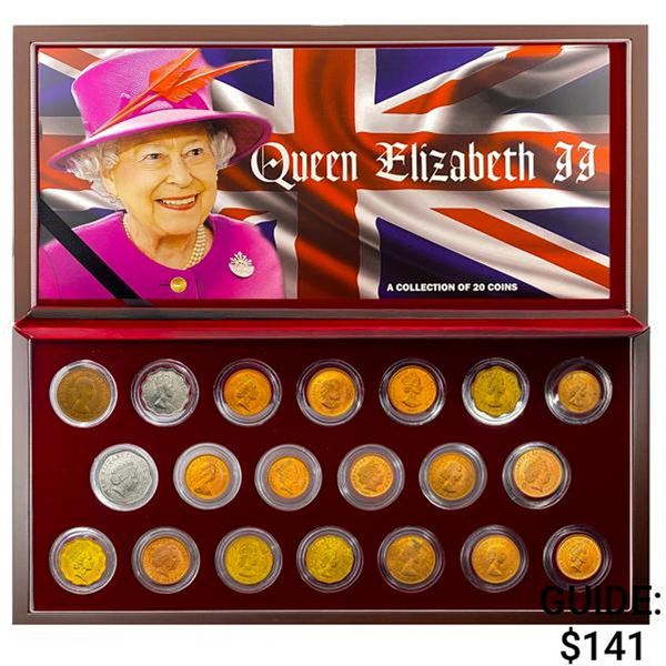 Queen Elizabeth 2nd 20 coin set box