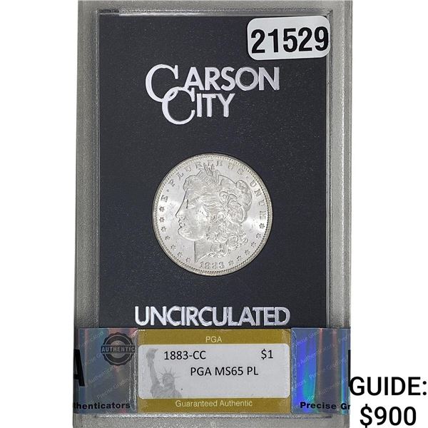 1883-CC Silver Morgan Dollar PGA MS65 GSA PL