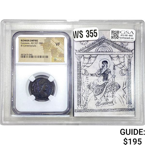 Roman Constans, AD 337-350 BI Centenionalis NGC VF