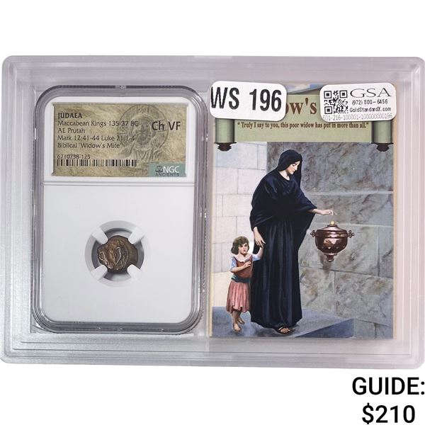 Judaea Maccabean Kings 135-37 BC AE Prutah Widows Mite NGC Ch VF