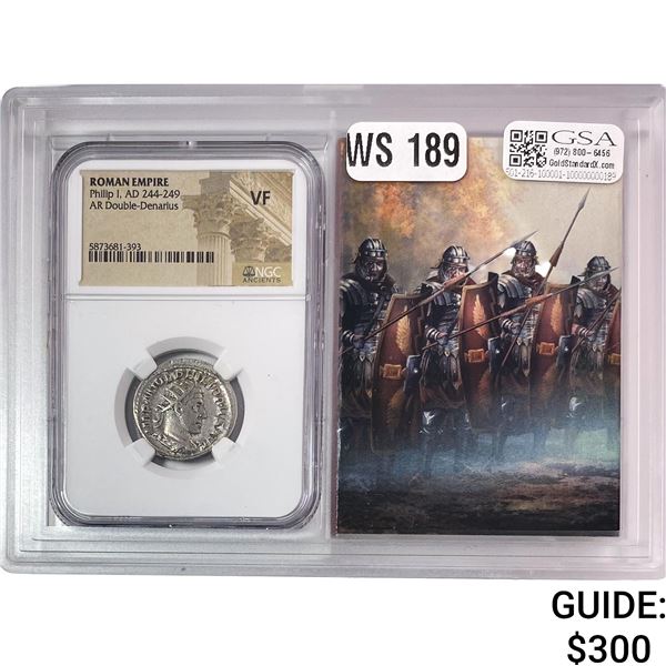 Roman Philip I, AD 244-249 Silver DBL Denarius NGC VF