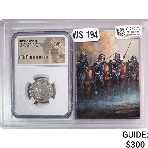 Roman Philip I, AD 244-249 Silver DBL Denarius NGC VF