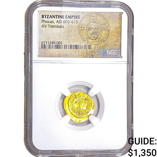 Byzantine Phocas 602-610 AD Gold Tremissis NGC