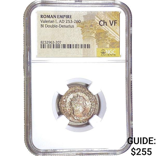 Roman Valerian I 253-260 AD Bi Denarius Ch VF