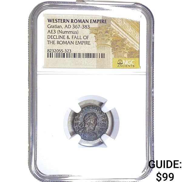 Roman Gratian 367-383 AD AE3 Bronze Nummus NGC
