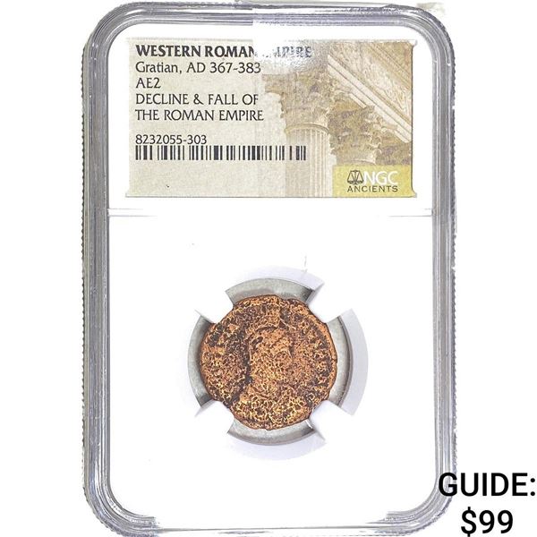 Roman Gratian 367-383 AD AE2 Bronze Nummus NGC