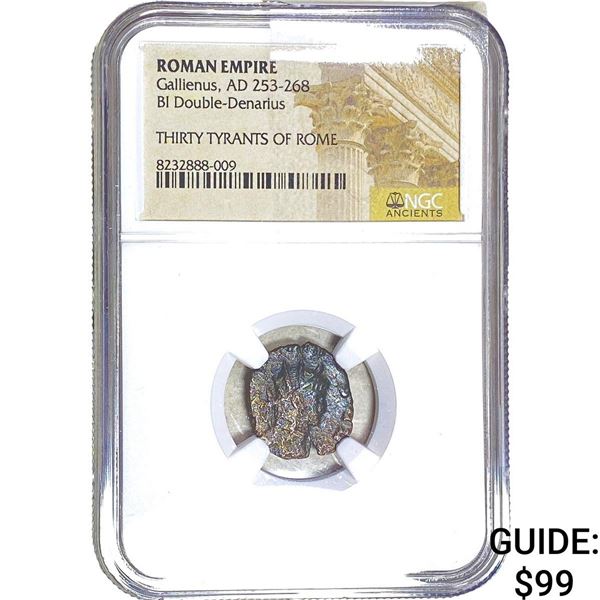 Roman Gallienus 253-268 AD Bi Dbl-Denarius NGC